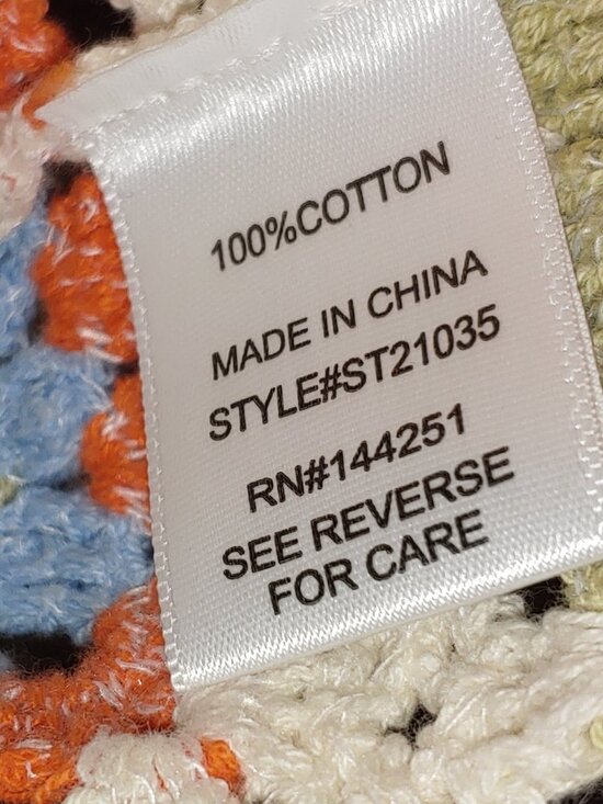 Sincerely Jules Multicolor Granny Square Long Sleeves Crochet Top Sz S Cream - Picture 3 of 6